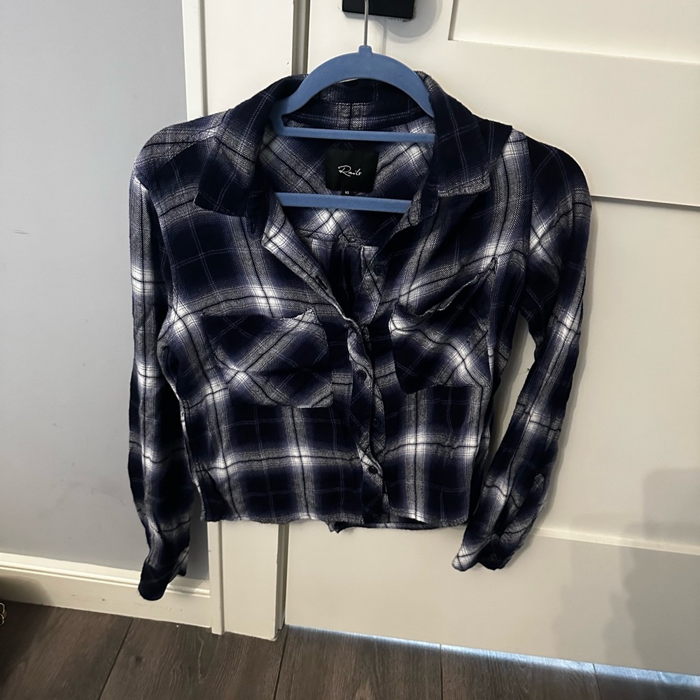 Rails XS Cropped Navy Plaid